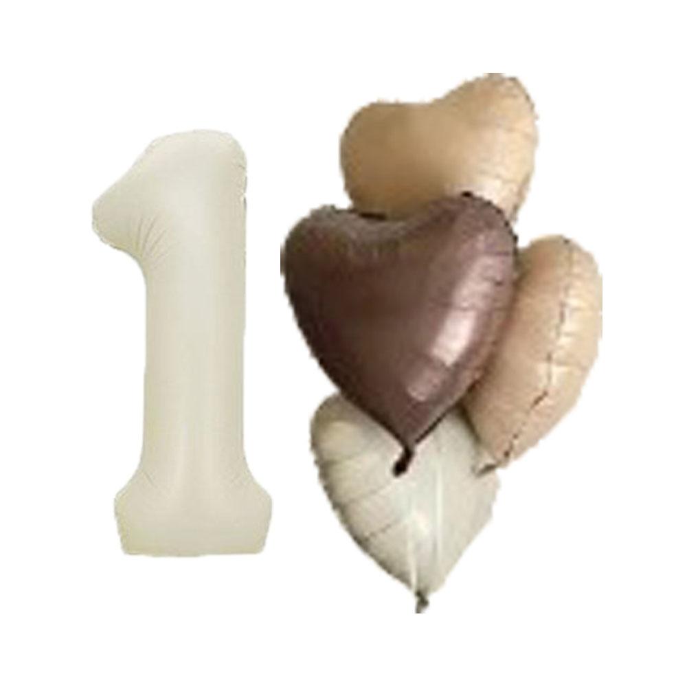 

5 шт. Набор цифр 0-9 в форме сердца цвета крем-карамели Украшение для вечеринки по случаю дня рождения, вечеринки Baby Shower, свадебной вечеринки 32inch