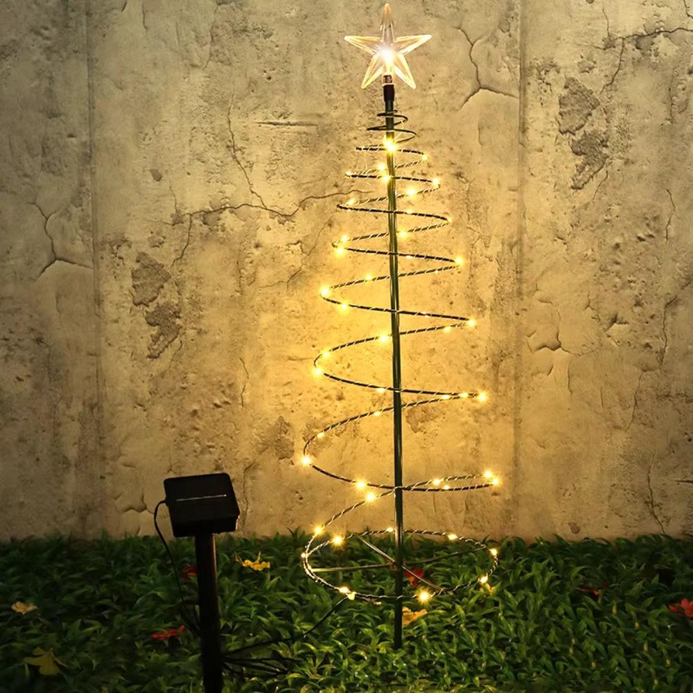 8 Modes Solar Iron Christmas Tree Lights LED Warm/Colorful Light Christmas Tree Decorative Lamp Luminous Ornament Landscape Lamp