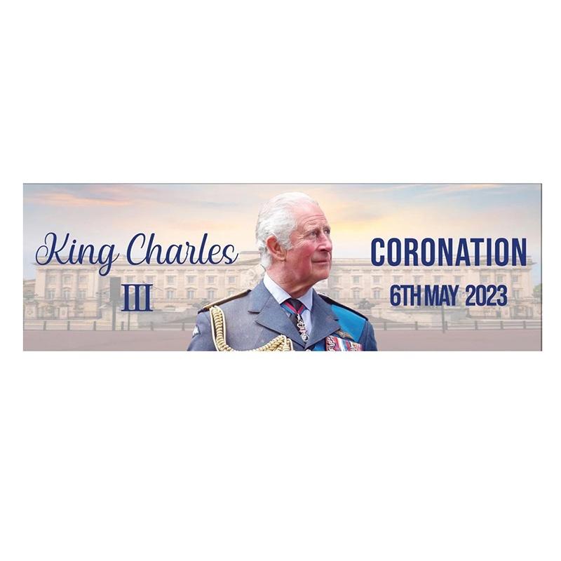 

Uk King Charles Iii Enthronement Coronation Banner Flag Holiday Celebration Deco DarkBlue
