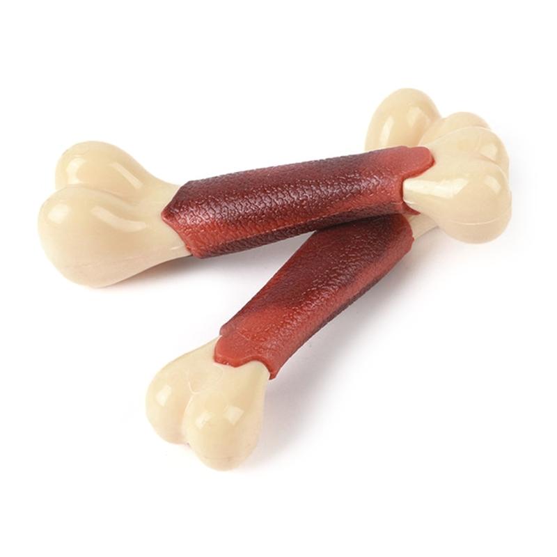 Dog Chew Toy for Aggressive Chewers for Tough Nylon and Rubber Bone Toy Beef Flavor Toothbrush for Small Dogs Teething