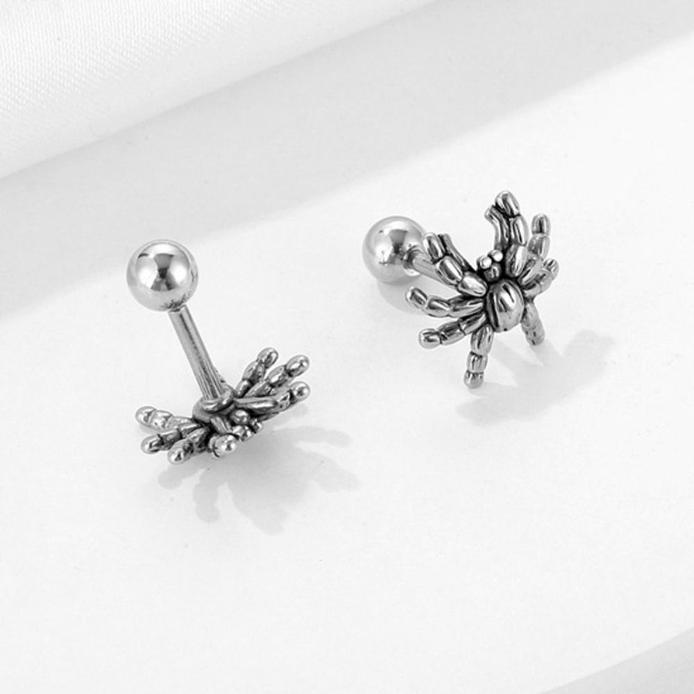 Stainless Steel Punk Rock Earrings Spider Shape Gothic Style Spider Stud Earrings Stud Design Punk Rock Design Hip Hop Jewelry