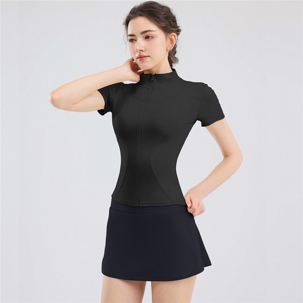 

Women s Summer Quick-drying Drawstring Short-sleeved Morning Running Training Sportswear, Professional, High-end And Fashionable Yoga Wear L чорний
