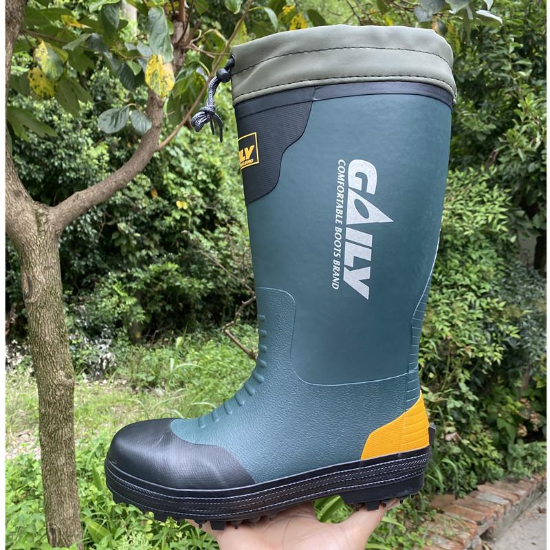 Vyriški neslystantys aukštakulniai vandeniui atsparūs guminiai lietaus batai su plieniniais padais - kvėpuojantys, madingi žvejybai