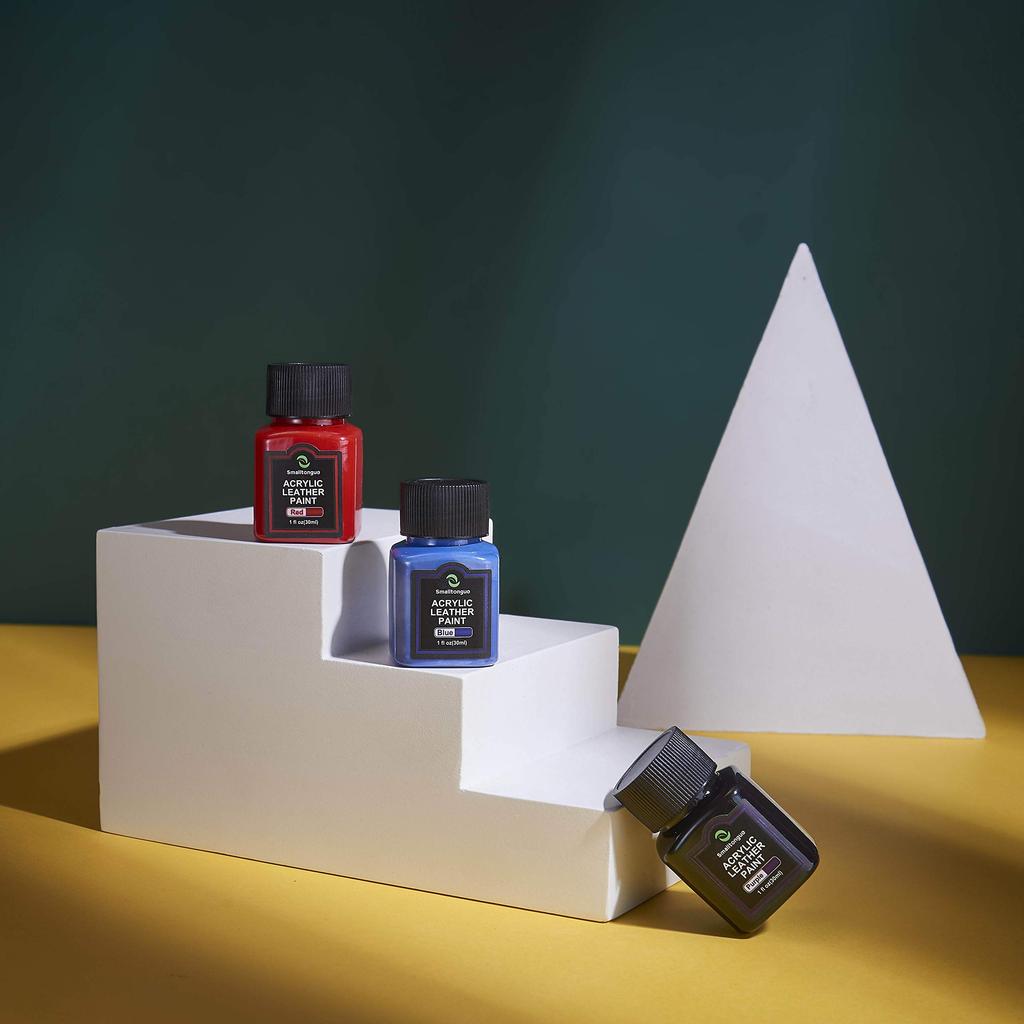 Smalltongue 14-Farben-Acrylfarbe, Acrylfarbe für Leder, perfekt für Schuhe, Turnschuhe, Sofa, Taschen, Autositze, Ledervorbereitung und -entglasung (30ml