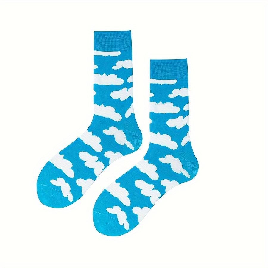 

1 пара новых мужских носков с рисунком «белые облака» на осень и зиму XXS