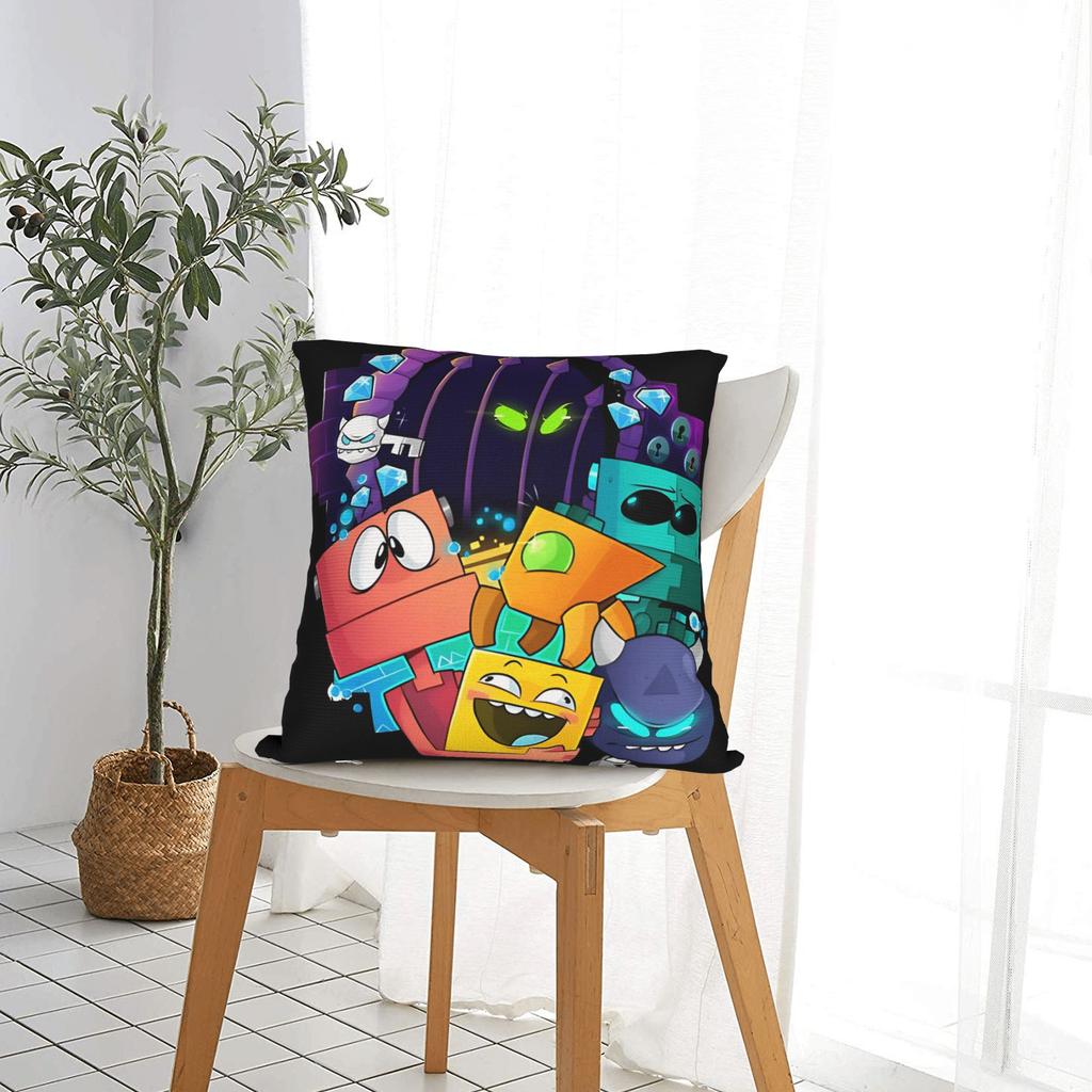 Geometry Dash Gaming Game Pillow Case Soft Pillow Cover For Living Room Sofa Vintage Cushion Cover