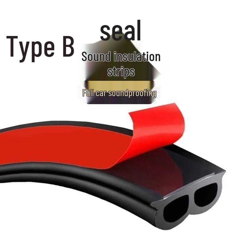 

Type B Universal Car Door Sealing Strip - Soundproof, Anti-wind, Dustproof, Waterproof, Self-adhesive Rubber Strip. 4.3m + 1 adhesive aid