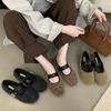 2025 Autumn and Winter New French Retro Square Head Plush Warm Shoes Women Wear Fairy Wind Flat Bottom Fluffy Shoes