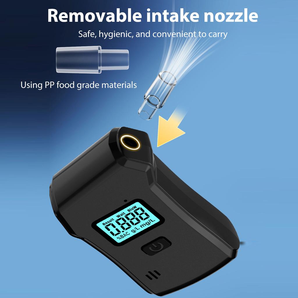 Portable Alcohol Tester High Accuracy Sensor with Emergency LED Light Pandheld Alcohol Breath Test for Car Travel Party