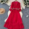 Abito Slim Vintage Ricamato Scollo a V per Donna Paillettes Frange Vocation Spiaggia A-line Abiti Casual Monopezzo Vestido Mujer Nuovo