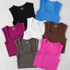 Plus Size Quick-Dry Ribbed Yoga Sports Tank with Square Neck