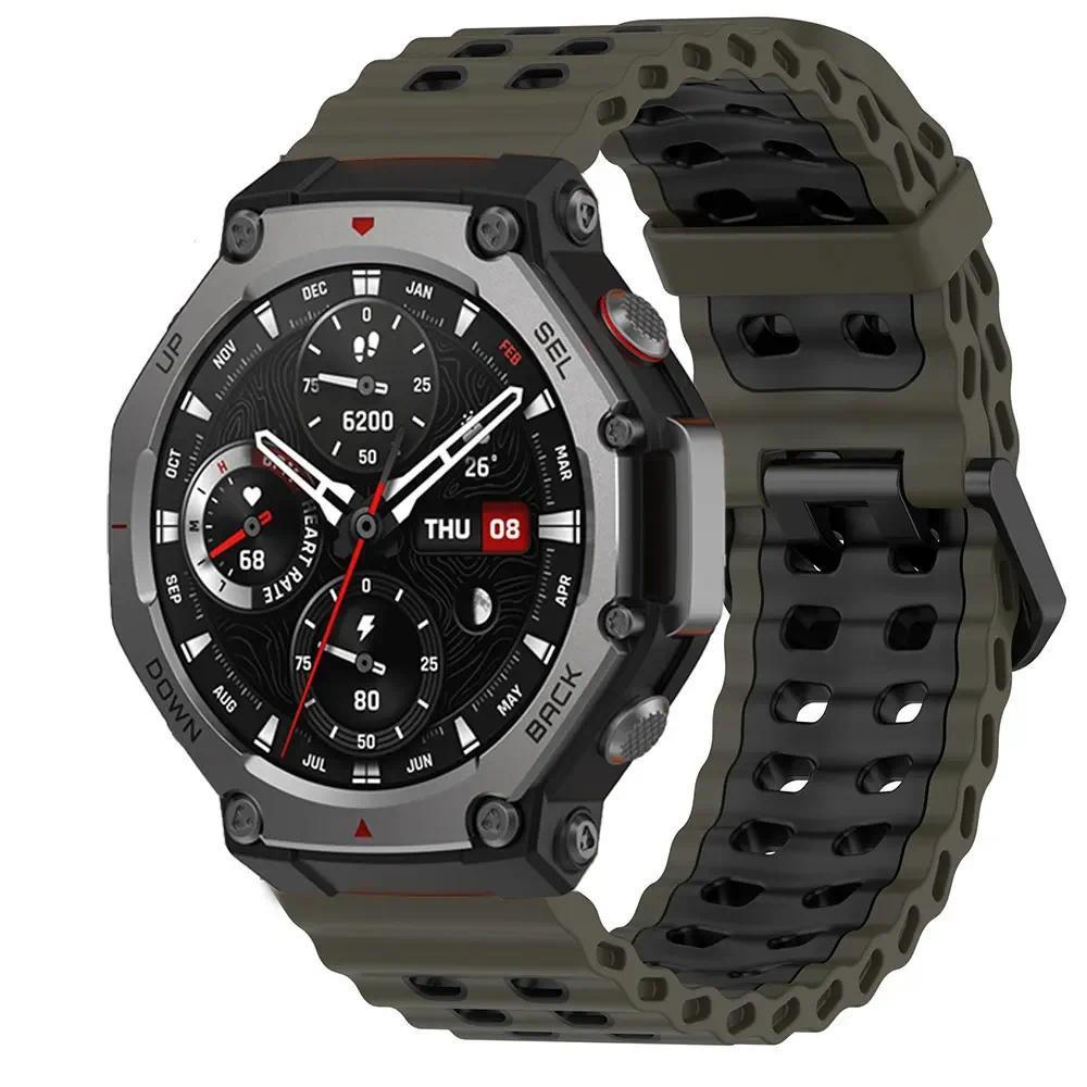 Breathable Silicone Band For Huami Amazfit T-Rex 3 2 1 T-Rex 3Pro 44mm 48mm T-Rex Ultra Colorful Strap Sport Watchband Belt