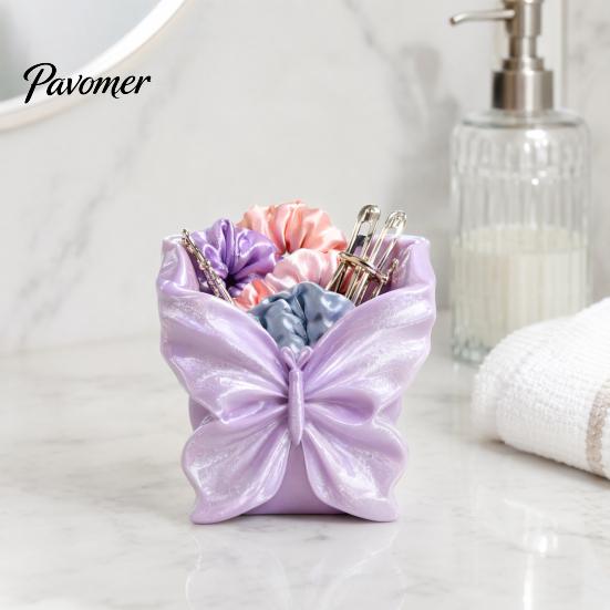 Durable Storage for Sundries Butterfly Shape Box, Silk Texture Large Capacity Desktop Organizer, Jewelry Box Sturdy PET Space Saving Container,