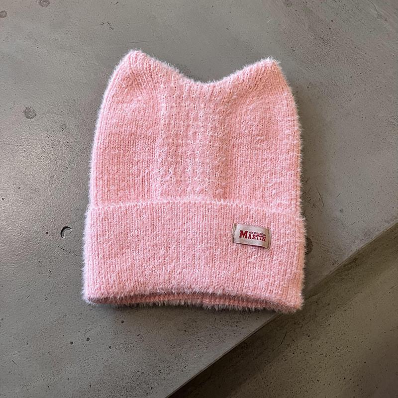Candy Colored Sweet Cat Ear Shaped Women Warm Knitted Hat For Winter Outings
