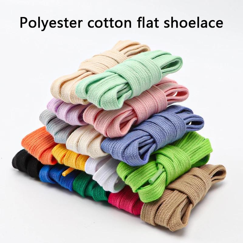 Elastic Polyester Cotton Shoelaces 1cm Flat Braided Replacement Laces Multi-Color Durable Laces for Sneakers Boots & Casual Shoe