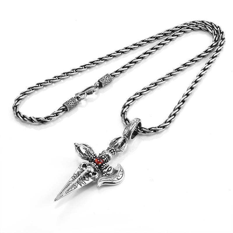 

Retro Tibetan Style Diamond Pestle Necklace for Men, Trendy and Personalized Diamond Pestle Pendant for Men, High-end New Style 55CM