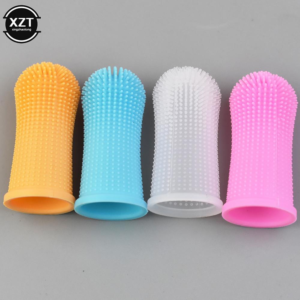 Pet Dog Finger Super Soft Toothbrush Teeth Cleaning Bad Breath Care Nontoxic Silicone Tooth Brush Tool Dog Cat Cleaning Supplies