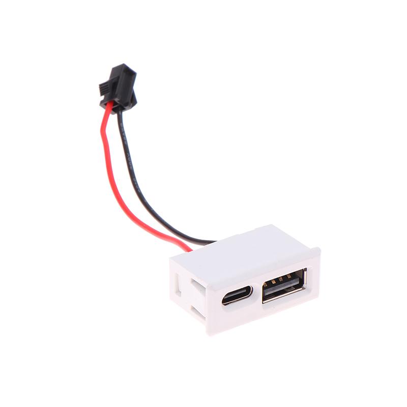 1Pcs Double Layer White/Black USB Female Base Type-c Socket USB Lamp Charging Socket Power Socket 2P With Cable Connector