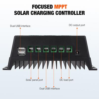 100A MPPT Solar Charge Controller for 12 24 36 48V Auto RV Acid Lithium Battery LCD Display Dual USB Intelligent