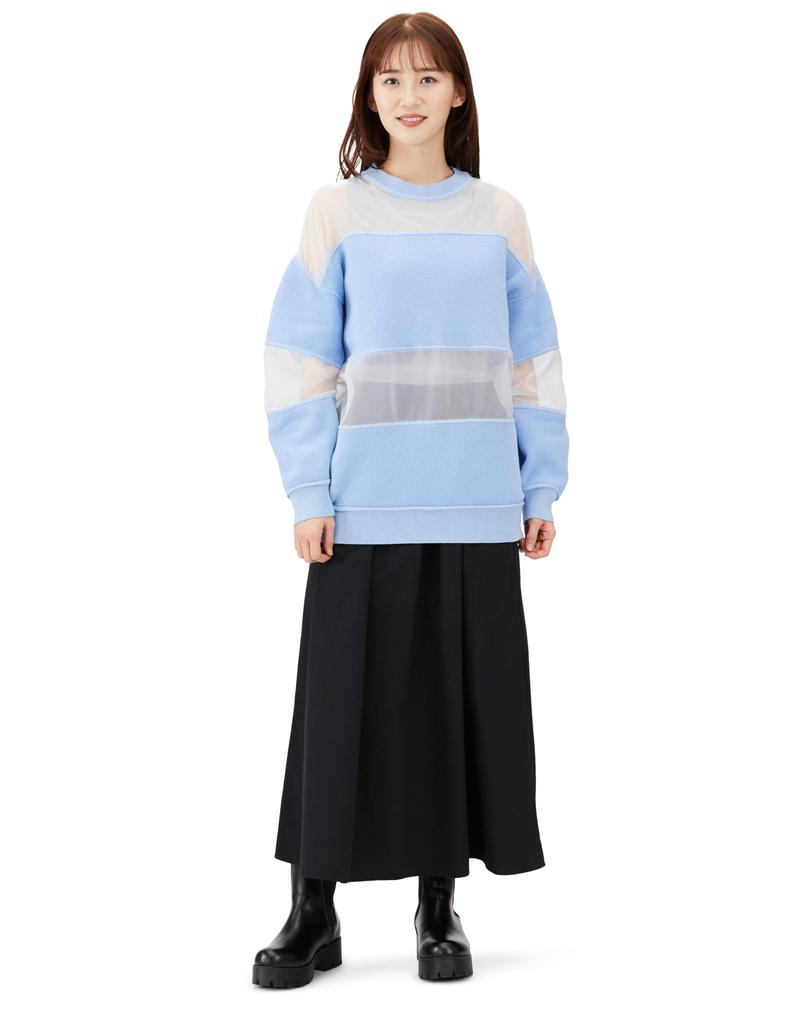 Double Standard Clothing ESSENTIAL Organ Docking Knit Sax Pullover, 2509-260-241, Women's,