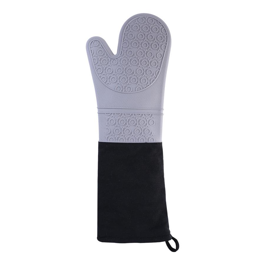 Lengthen Cotton Silicone Gloves Candy Color Heat Resistant Gloves Microwave Oven Mitts Non-Slip Pot Holders for Kitchen Baking