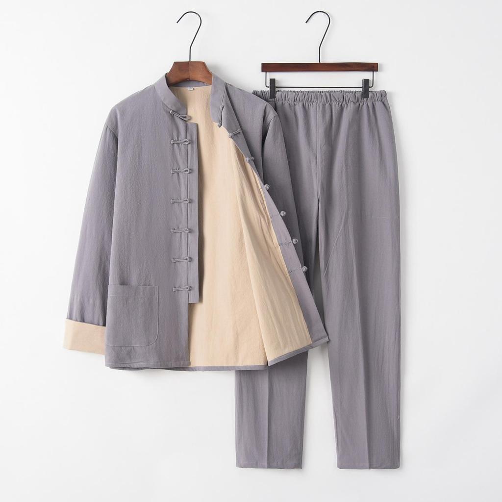 Kung Fu Tai Chi Uniform Oriental Fashion Clothing Sets Traditional Chinese Style Men Cotton Linen Tops Pants Hanfu Tang Suit