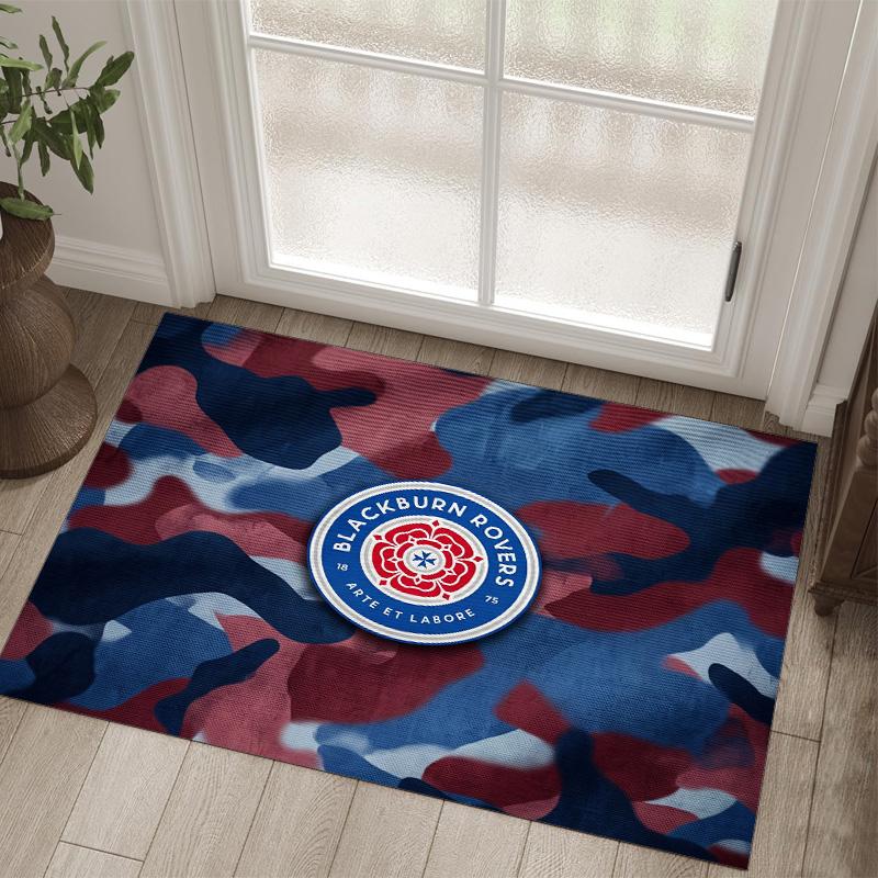 Blackburn Rovers Football Design Crystal Velvet Carpet Cozy Non?Slip Printed Rug For Bedroom Living Room Entrance