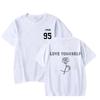 2025 New Women's T-shirt Flower Printed Fashion Versatile Top Love Yourself Text Printed Style Clothing