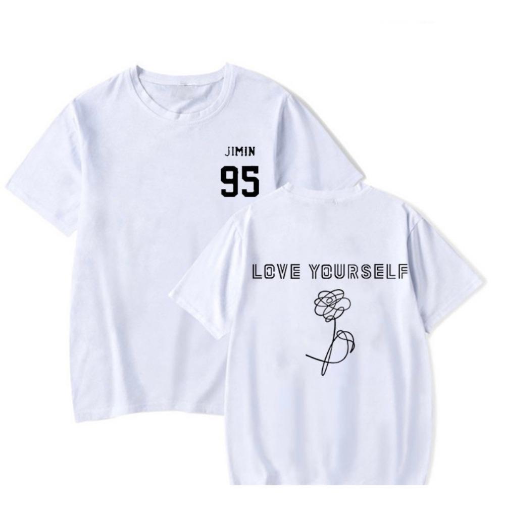 2025 New Women's T-shirt Flower Printed Fashion Versatile Top Love Yourself Text Printed Style Clothing