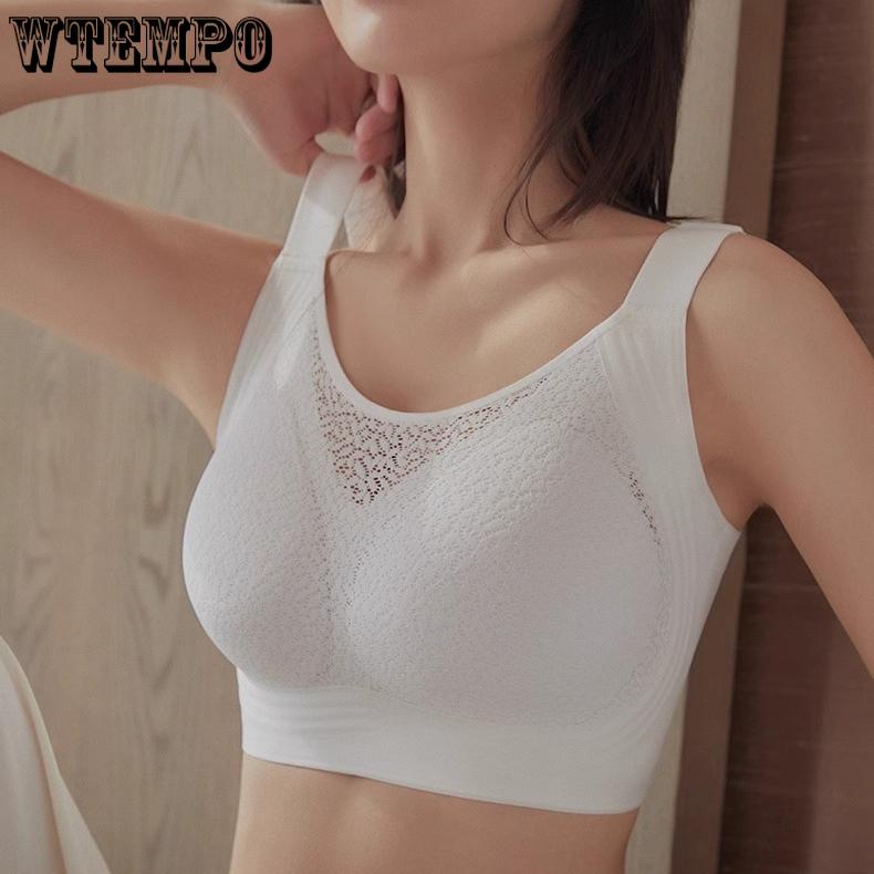 

Thin Seamless Bra Women s Plus Size Bra Women s Lace Upper Support Anti Sagging Bra Breathable Women s Bra M чорний