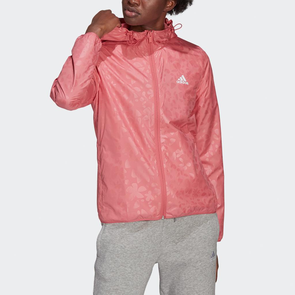 adidas Floral Print Slim Fit Hooded Jacket Women Outerwear Magenta GQ0617