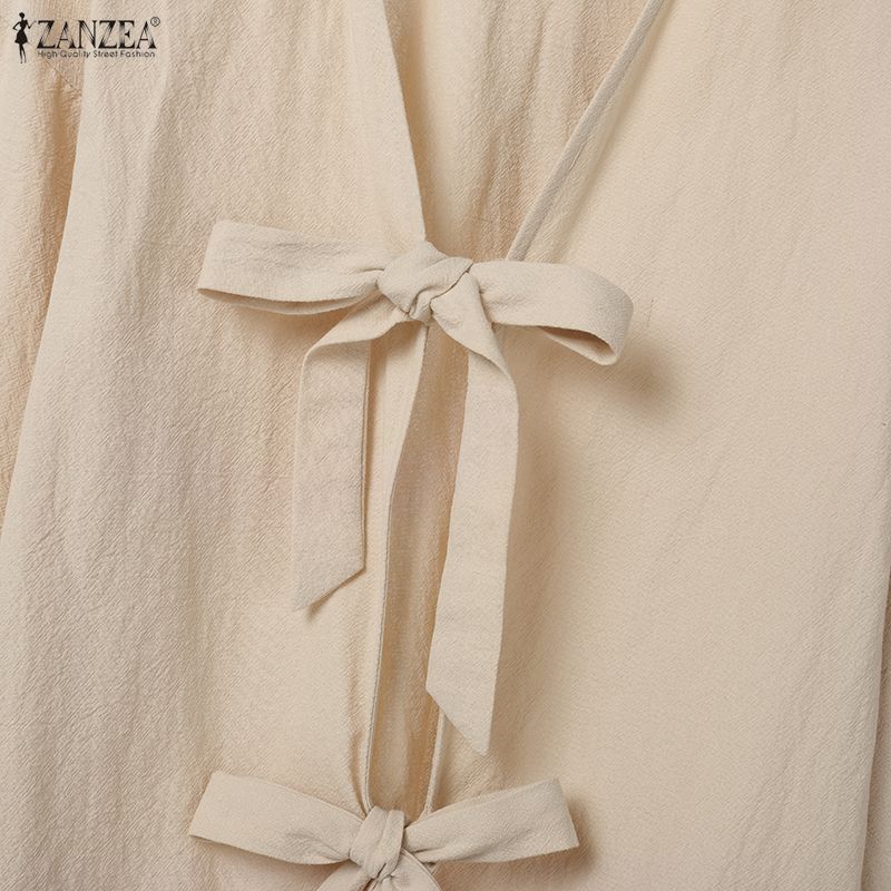 ZANZEA Two Piece Suit Women V Neck Long Sleeve Lace-up Blouse and Pants Casual Sets