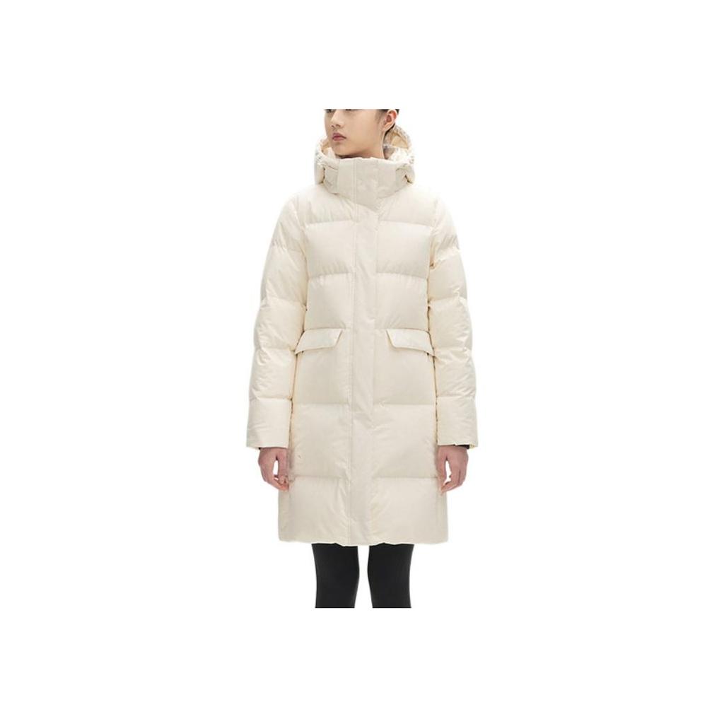 Anta Solid Color Logo Long Sleeve Down Jacket Women Outerwear White 962247904-1