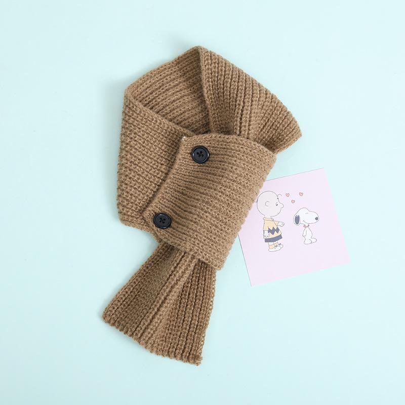Children's Autumn & Winter Warm Knit Scarf, Versatile Solid Color, Korean Style Neck Warmer for Boys & Girls