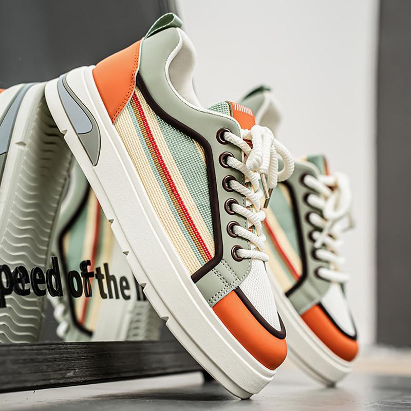 Men Platform Sneakers Street Style Shoes Personalized Mixed Color Design Skateboard Casual Outdoor Shoes