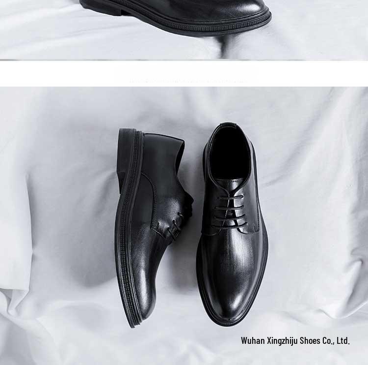 Scarpe da Uomo Nere a Punta in Pelle - Stile Britannico, Formali da Business, Casual, Rialzanti, Ideali per l'Autunno e i Matrimoni.