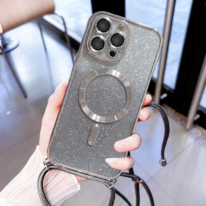 Crossbody Lanyard Full Lens Protect Case For iPhone 15 16 16E 14 13 12 11 Pro Max Plus Magsafe Magnetic Wireless Charging Cover