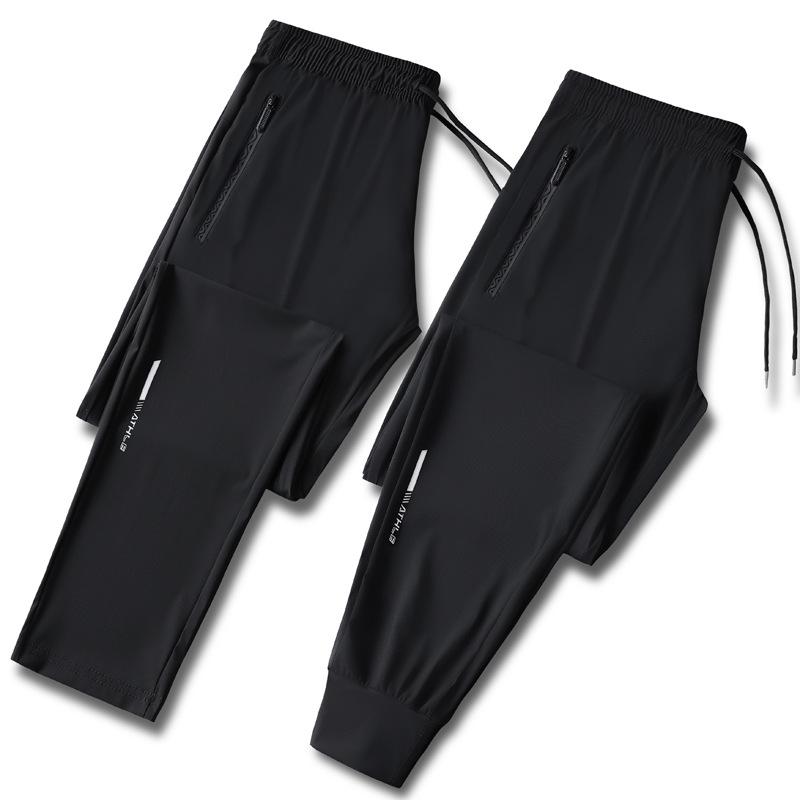Ice Silk Pants for Men's Summer Slim Casual Loose High Elasticity Quick Drying Outdoor Running Casual Pants