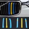 3 Stuks/1 Set 3D ABS Auto Voorgrille Net Decoratie Streep Net Gewijzigde Stickers Midden Grille Embleem Badge Cover Trim voor XC60 2018-2025