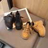 Children's Martin Boots Spring 2025 Boys Short Boots British Retro Girls Leather Boots Non-slip Soft Sole Baby Shoes Single
