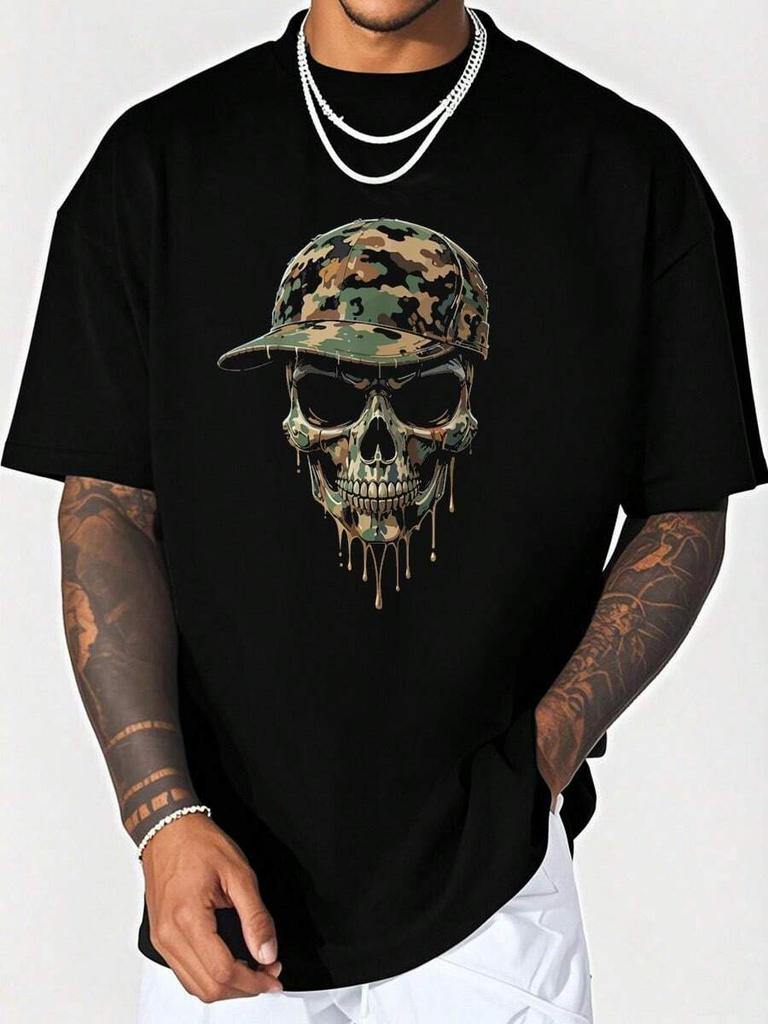 Skull Drip Boys Camo Dripping Unisex T-Shirt Graphic Tees