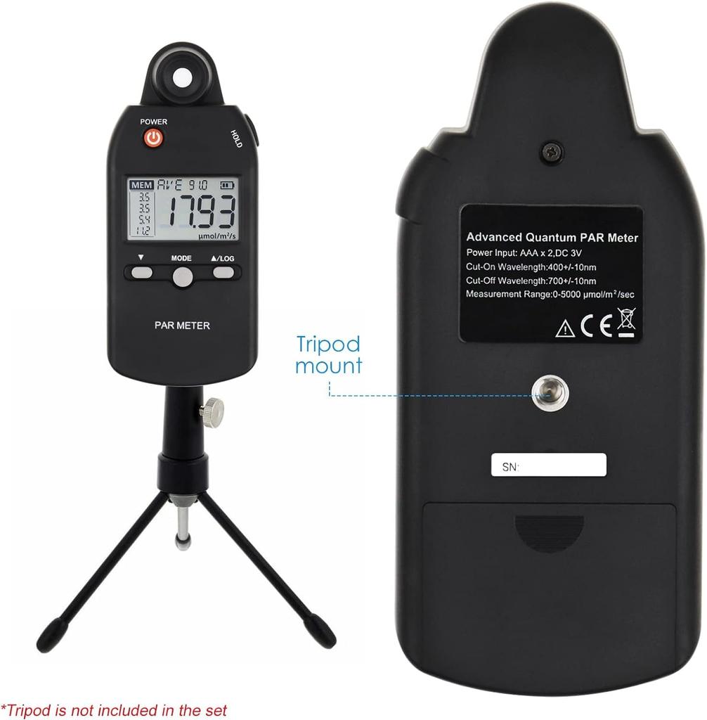 Advanced quantum sensor PAR meter for accurately measuring photosynthetic activity in indoor and outdoor plants.