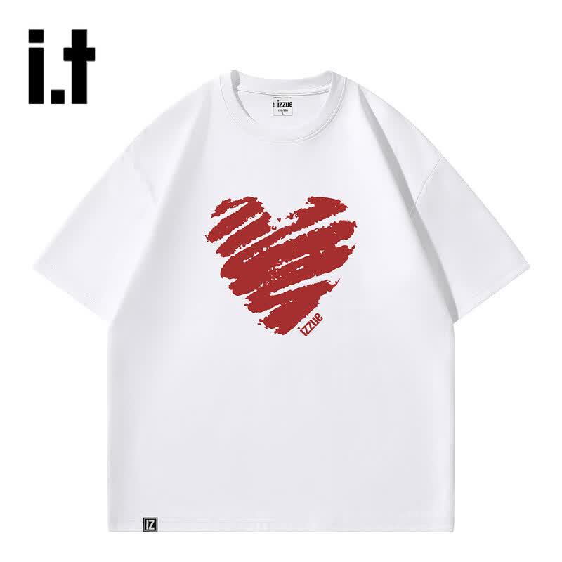 Izzue I.t Unisex Pure Cotton Heart Print Short Sleeve T-Shirt