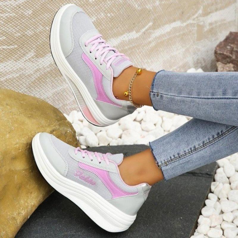 Women Fashion New Vulcanized Shoes Platform Solid Color Flat Ladies Shoes Casual Breathable Wedges Ladies Walking Sneakers