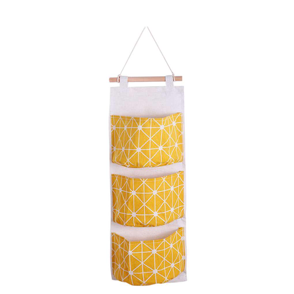 

3 Pockets Wall Door Hanging Closet Home Storage Bags Linen Organizer Pouch Bag серый