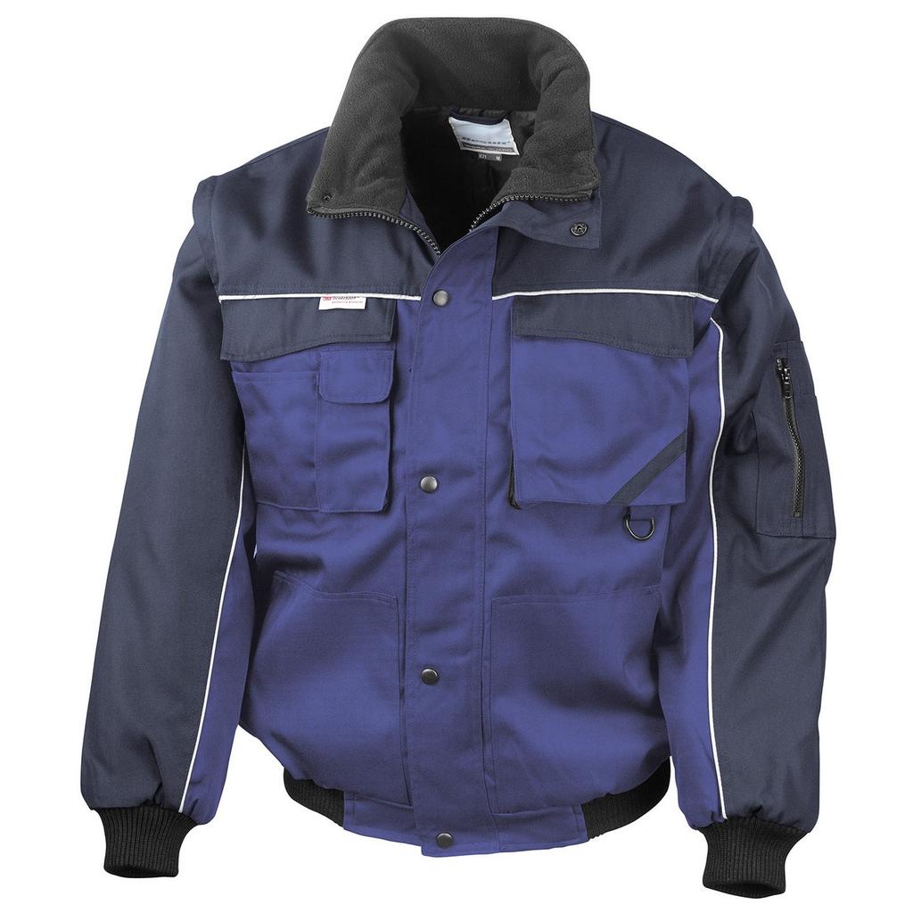 WORK-GUARD by Result Mens Heavy Duty Zip-off Sleeves Pilot Jacket