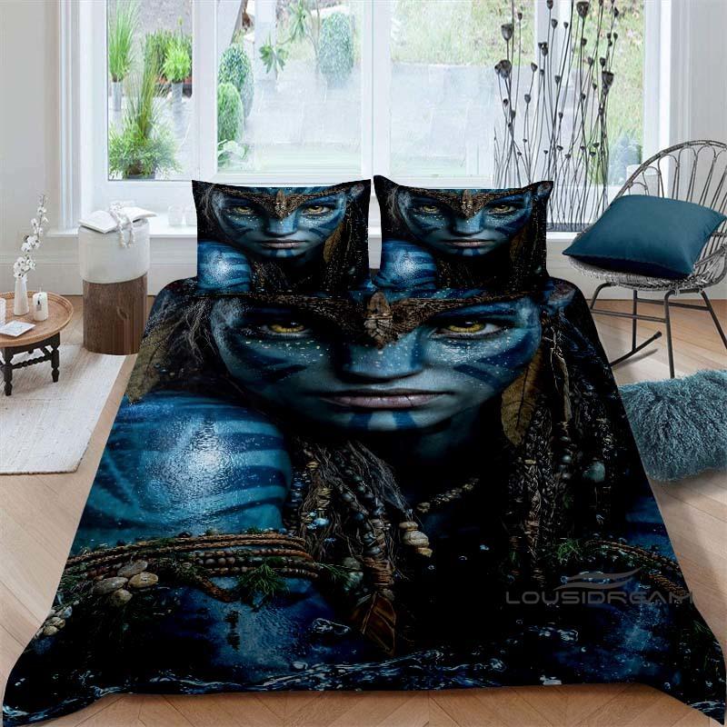 The Avatar: The Way of Water Print Bedding Set Includes 1 Duvet Cover and 2 Pillowcases, Offering Luxurious Comfort.