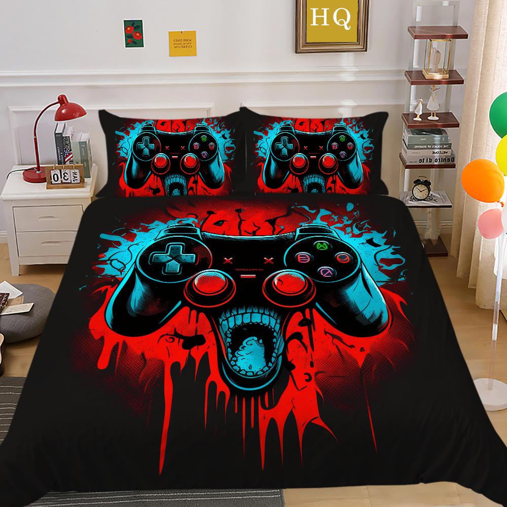 3D Game Console Printing Home Bedclothes Single Size Bed Clothes Boy Kid Highend Soft Bedding Set Cover