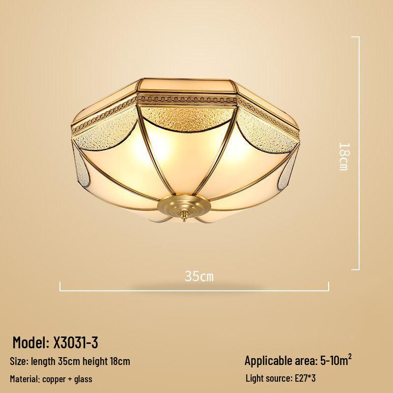 Retro-Modern American Copper Ceiling Light for Bedroom, Living Room, or Dining Room