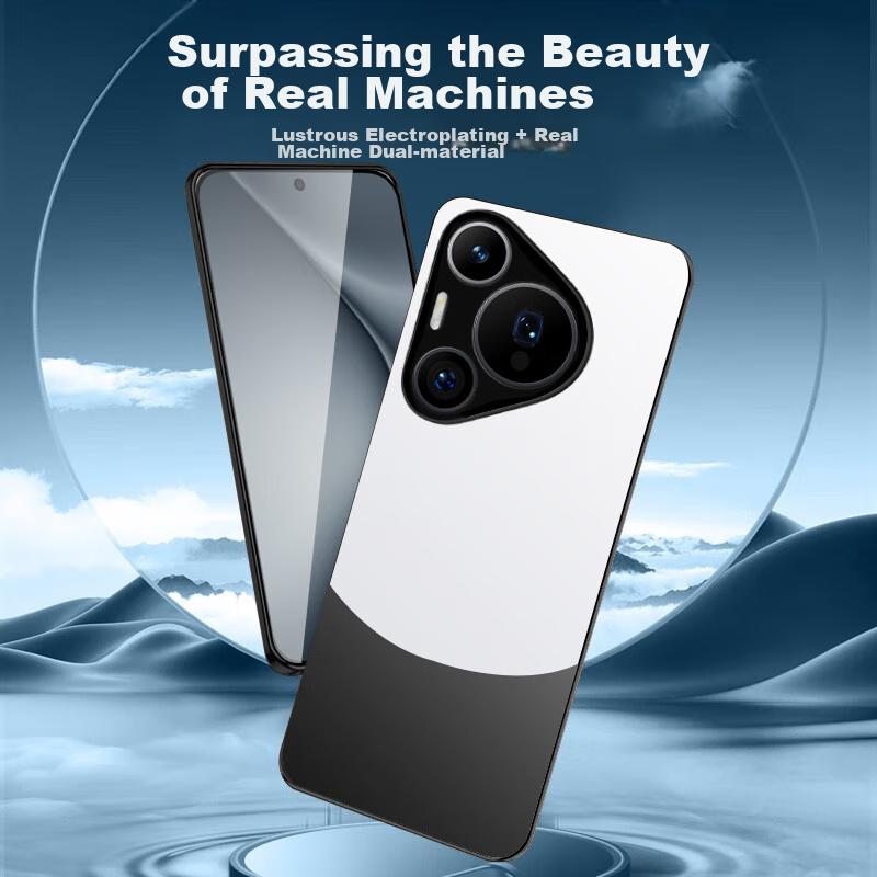 Phone Case for Huawei Pura70Pro, for Huawei Pura70Pro/P70Pro+, Color-Block Frosted Protective Case with Full Lens Protection And Shockproof, Black